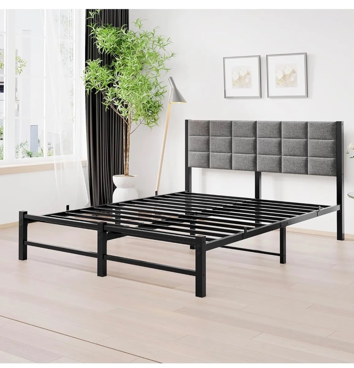 Double Bed Frame Upholstered Bed Frame Double Bed, - Image 2