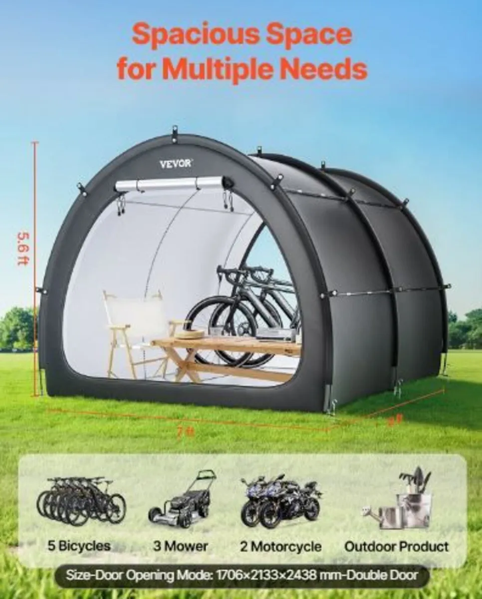 Bike Storage Tent, 5+ Bikes, Outdoor - Image 2
