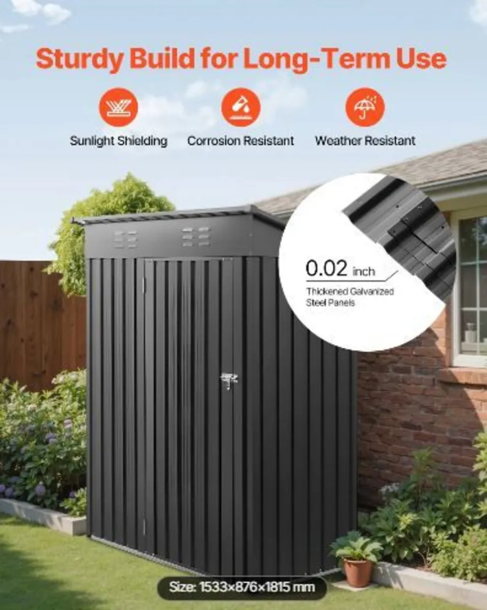1533 x 876 x 1815 mm Metal Garden Shed - Image 4