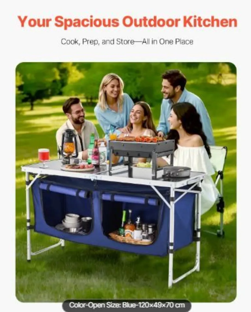 Camping Kitchen Table, Folding Outdoor - Image 2