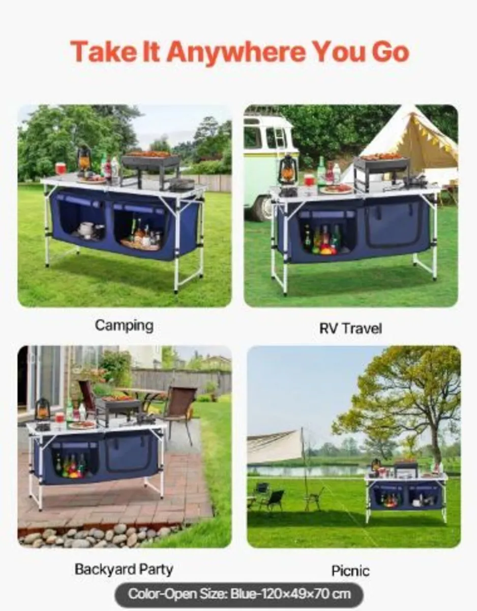 Camping Kitchen Table, Folding Outdoor - Image 4