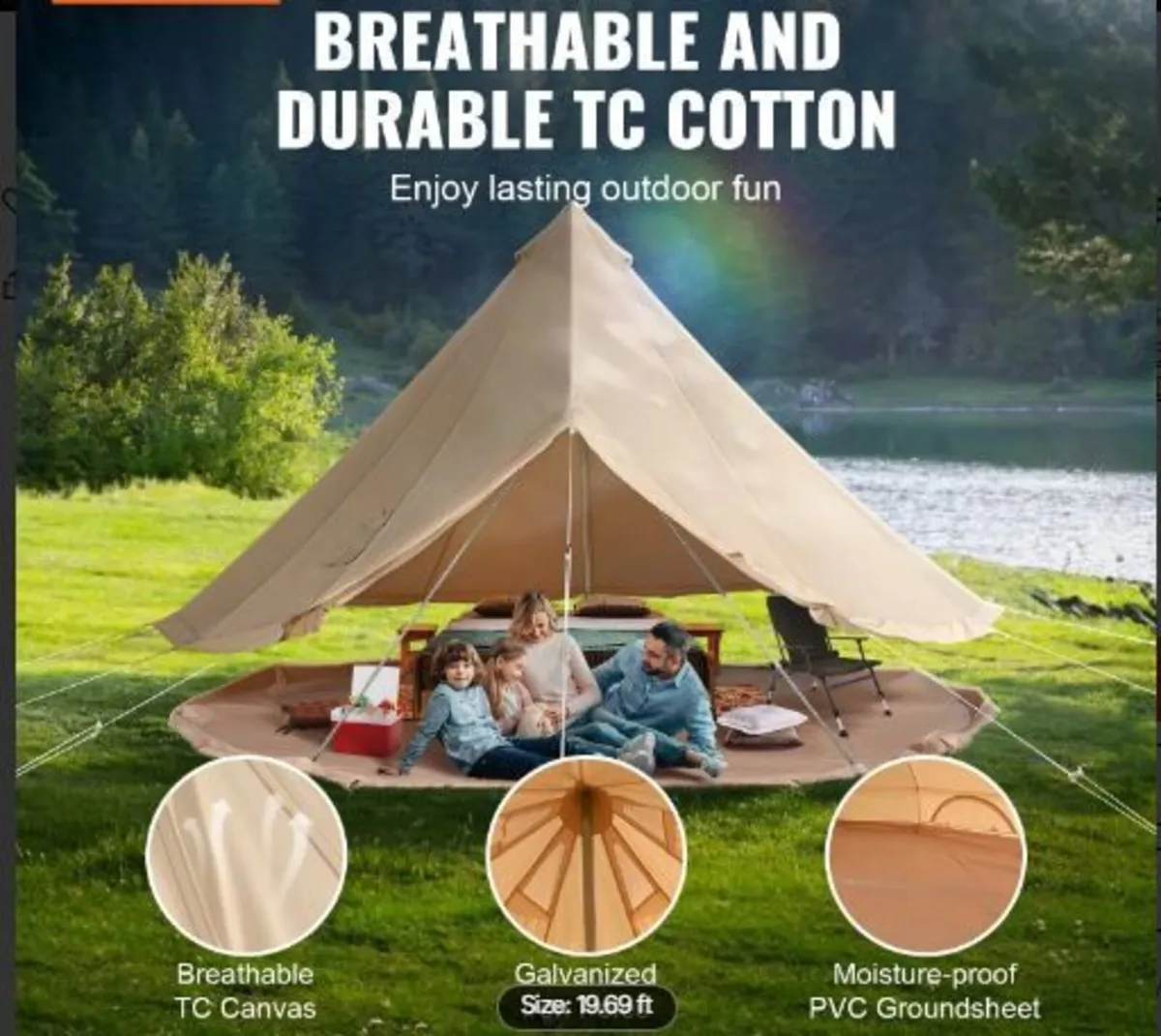 Canvas Bell Tent, 4 Seasons 4 m/13.12 ft - Image 2