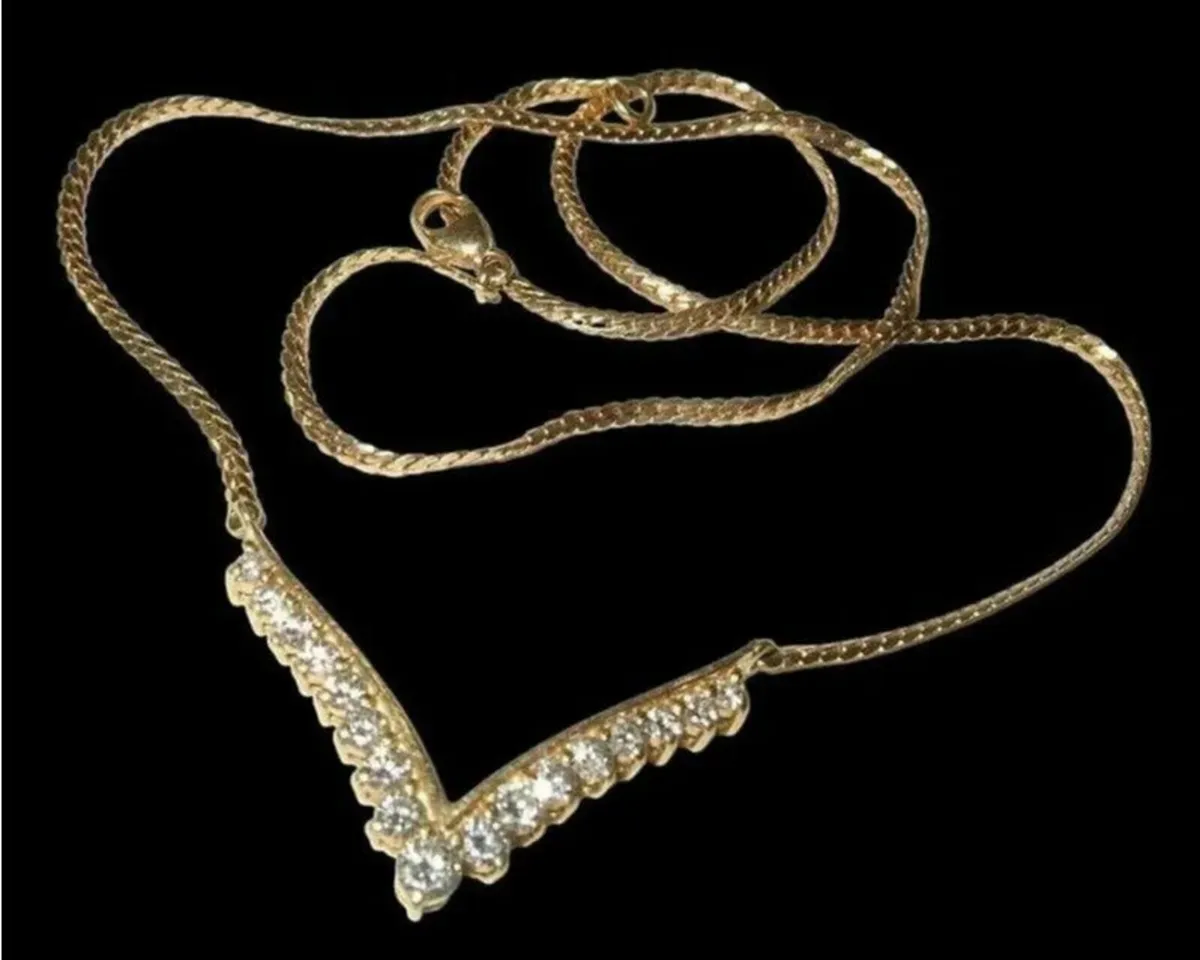 Vintage 18ct Yellow Gold Diamond Necklace - Image 2