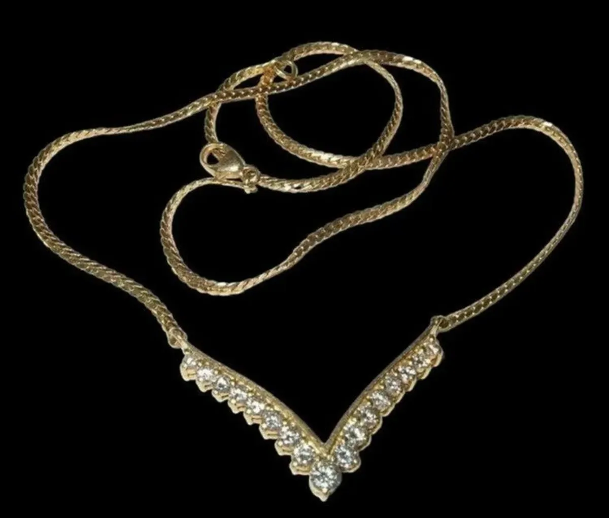 Vintage 18ct Yellow Gold Diamond Necklace - Image 3