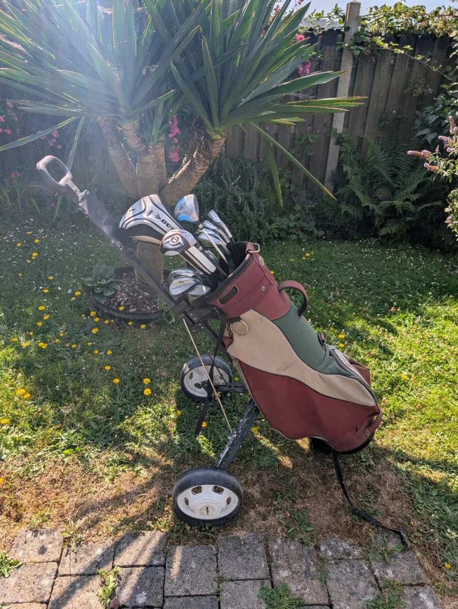Beginner Golf clubs and trolley - Image 1