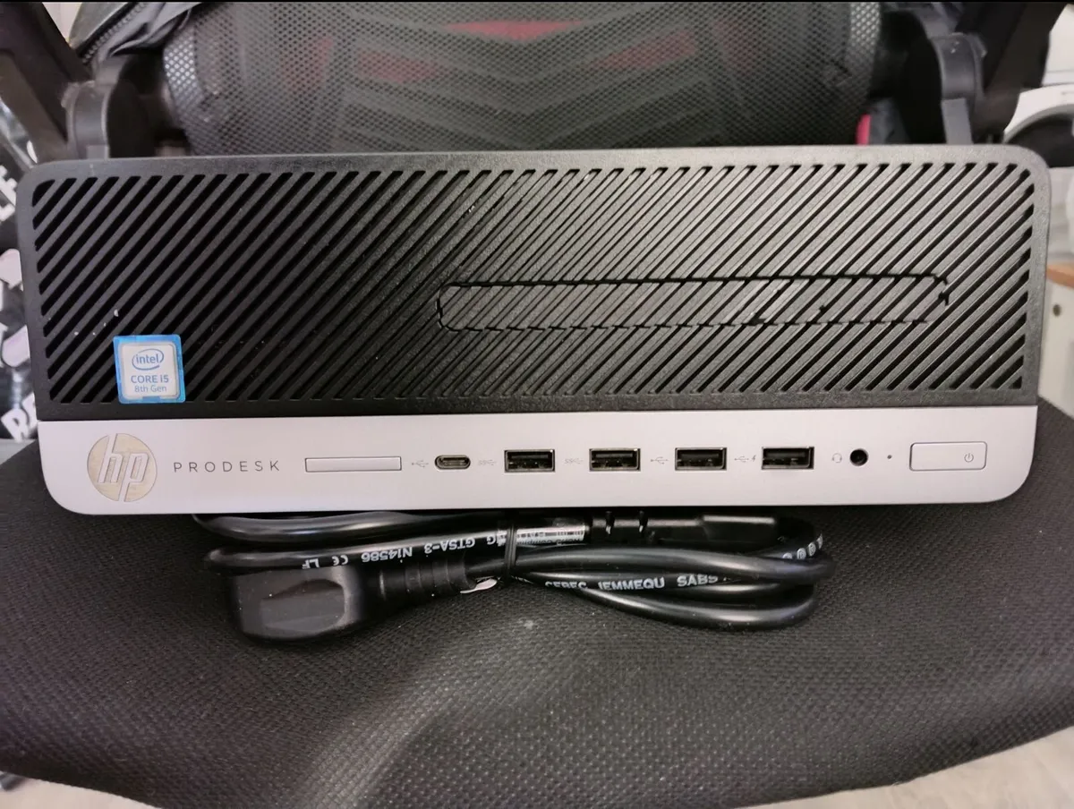 HP ProDesk 600 G4 SFF (i5 8th Gen) and power cable - Image 1