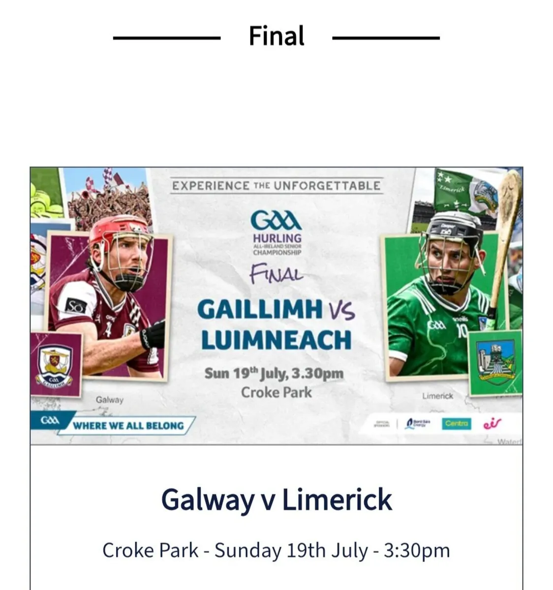 SWAP WANTED for All Ireland Hurling Final - Image 2
