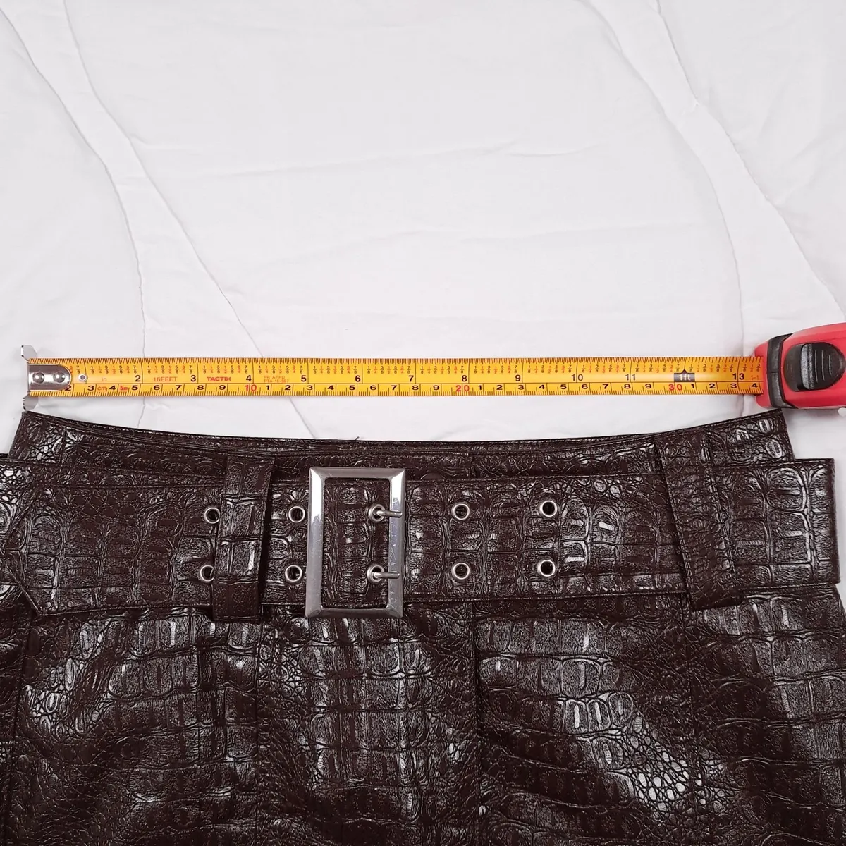 Miss Selfridge Brown Croc Mini Skirt 8UK/36EU - Image 4