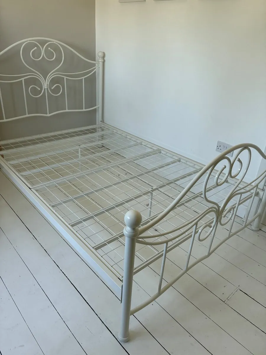 Small Double White Metal Bed Frame - Image 1