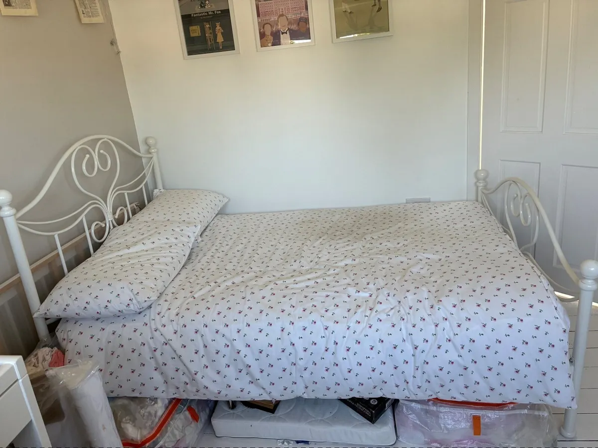 Small Double White Metal Bed Frame - Image 3