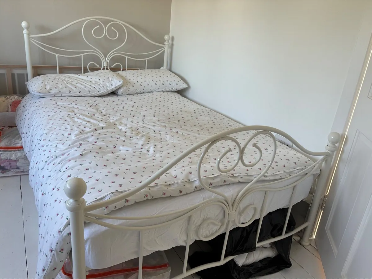 Small Double White Metal Bed Frame - Image 4