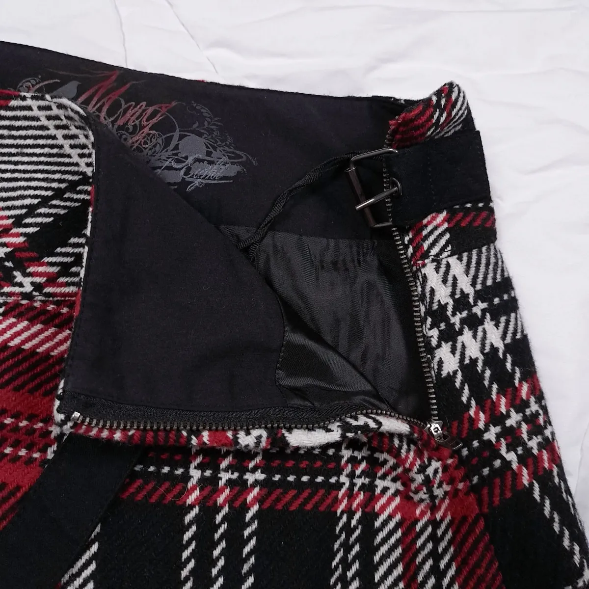 Mango Vintage Red Black Plaid Mini Skirt 12UK/40EU - Image 4