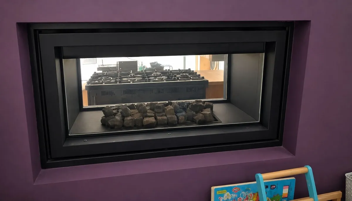 Double-sided glass showcase gas fire - Image 1