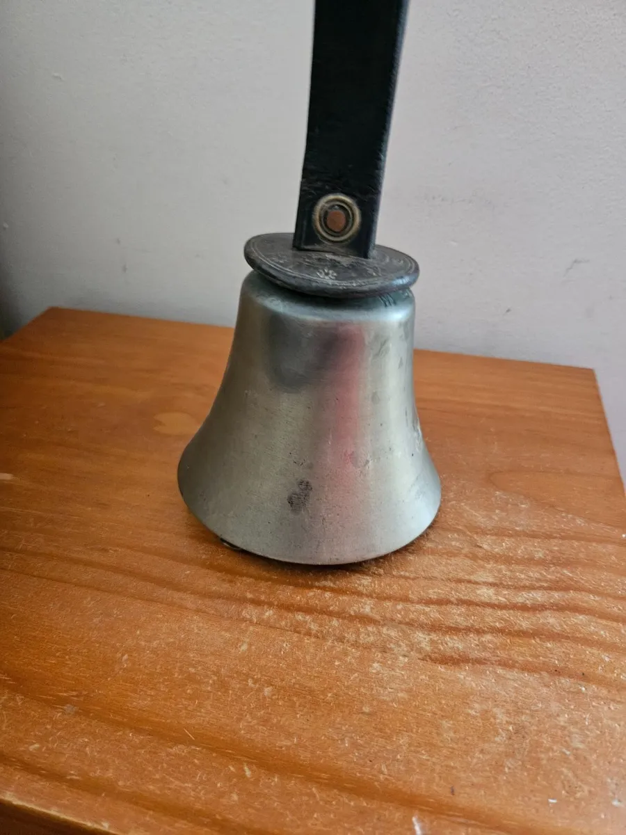 Vintage Brass School Bell Leather Strap - Image 3