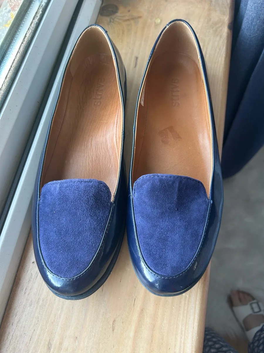 Navy leather and suede shoes - Image 1