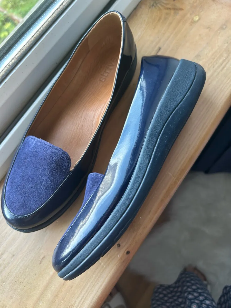 Navy leather and suede shoes - Image 3