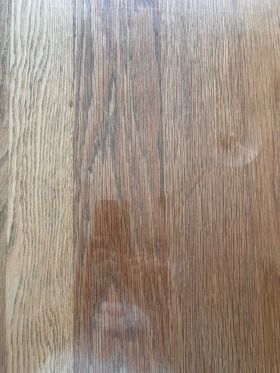 Oak kitchen table with glass top - Image 3