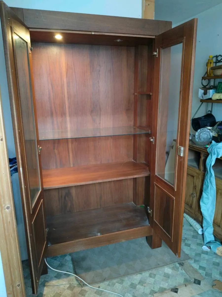 Teak solid timber cabinet.  With 1 glass shelf
and - Image 2