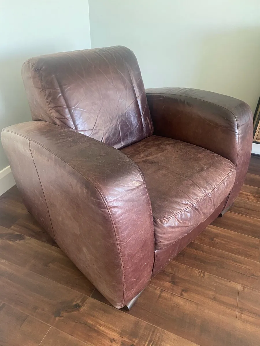 Brown leather arm chair - Image 3