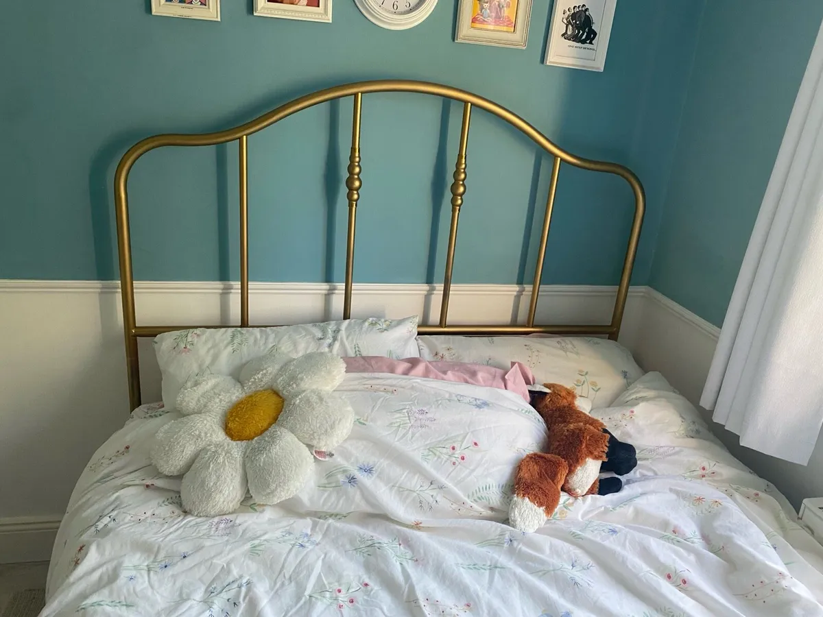Gold Metal Double Bed Frame - Image 1