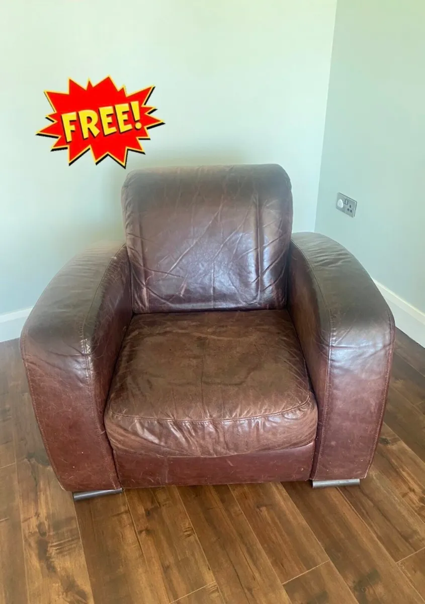 Brown leather arm chair - Image 1