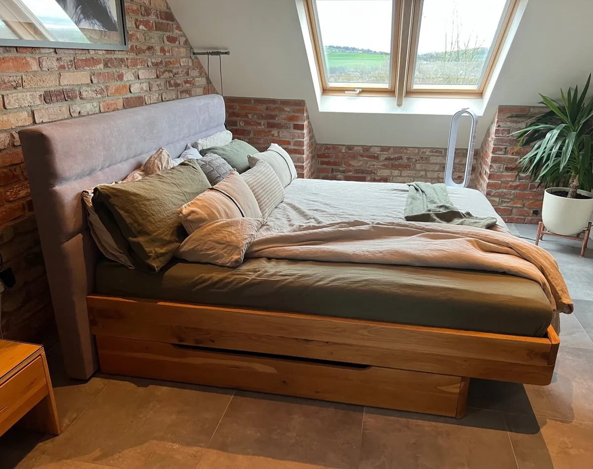Super King Bed Frame from Oak with storage - Image 3