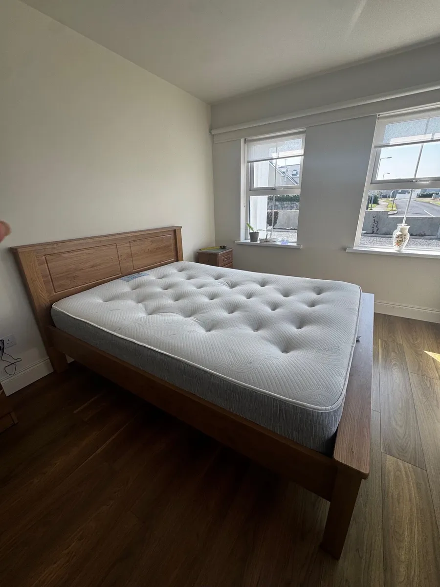 5 foot Bed frame and two bedside lockers - Image 1
