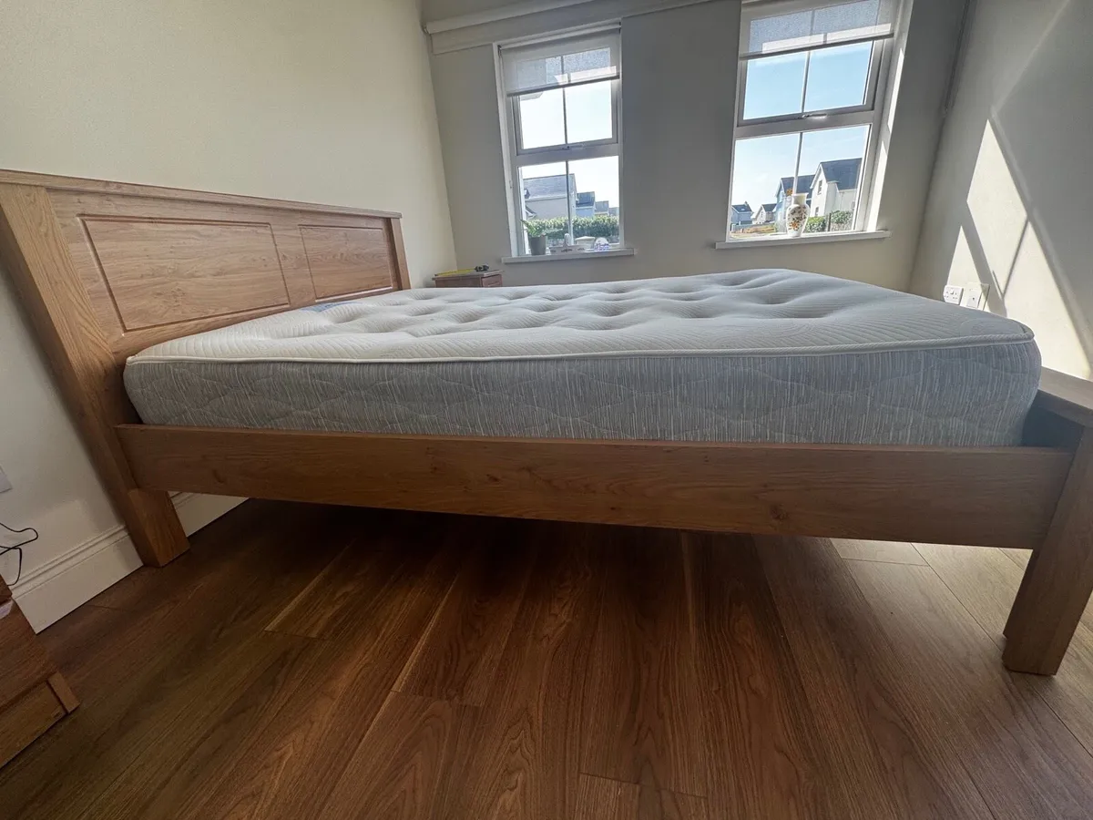 5 foot Bed frame and two bedside lockers - Image 2
