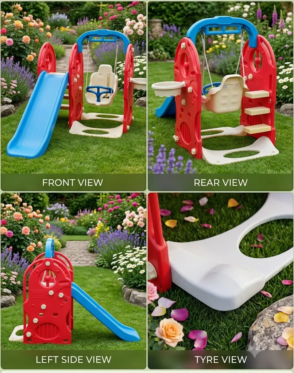 Dolu 4-in-1 Kids Play Center (Slide & Swing Set) E - Image 1