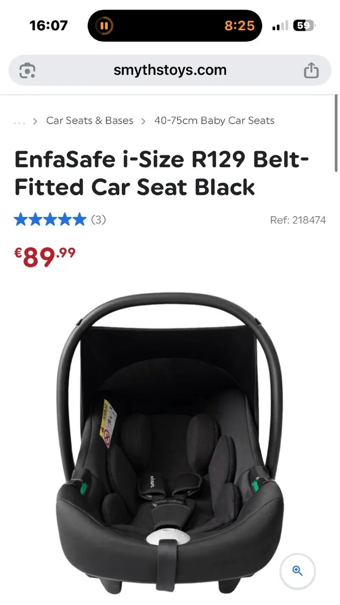 EnfaSafe i-Size R129 Belt-Fitted Car Seat Black - Image 1