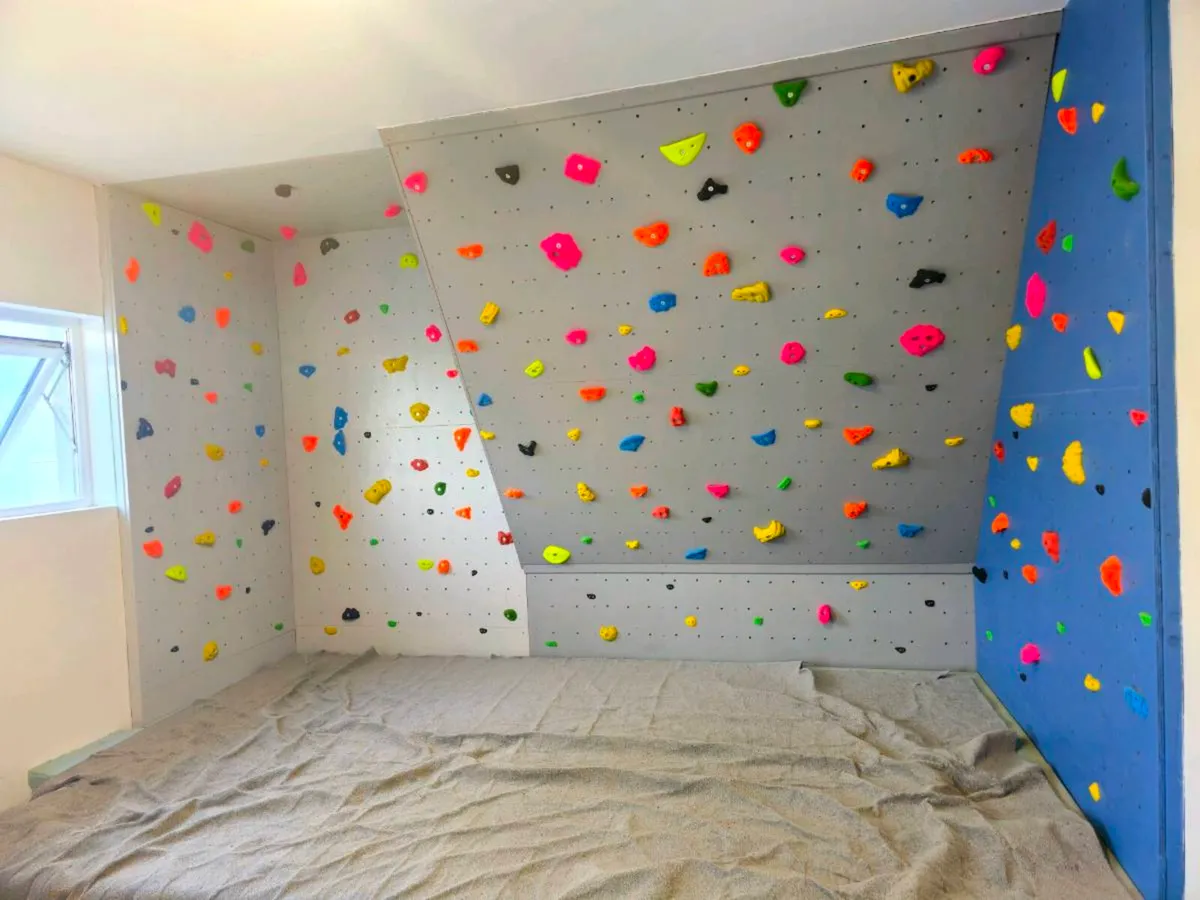 Home climbing wall and matting - Image 1