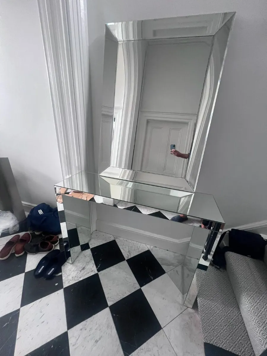 Mirrored Console Table & Matching Mirror for sale - Image 2