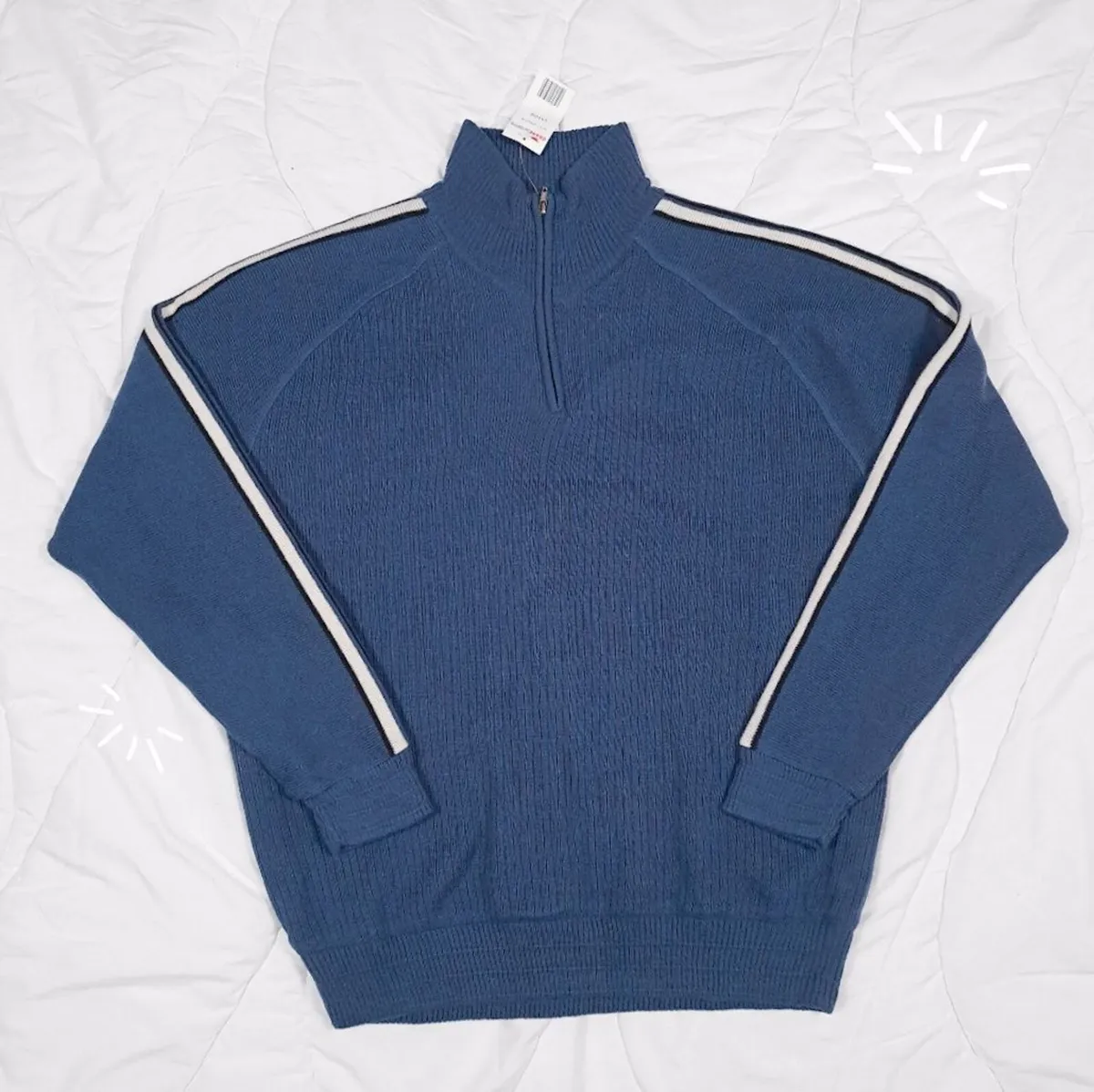 Crane Sports Blue Ribbed Pullover Golf Sweater L - Image 1