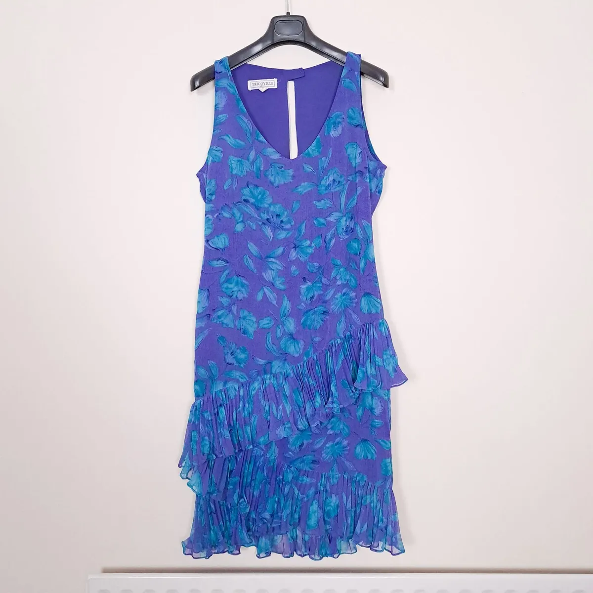 Tricoville Purple Blue Floral Midi Dress 10UK/38EU - Image 1
