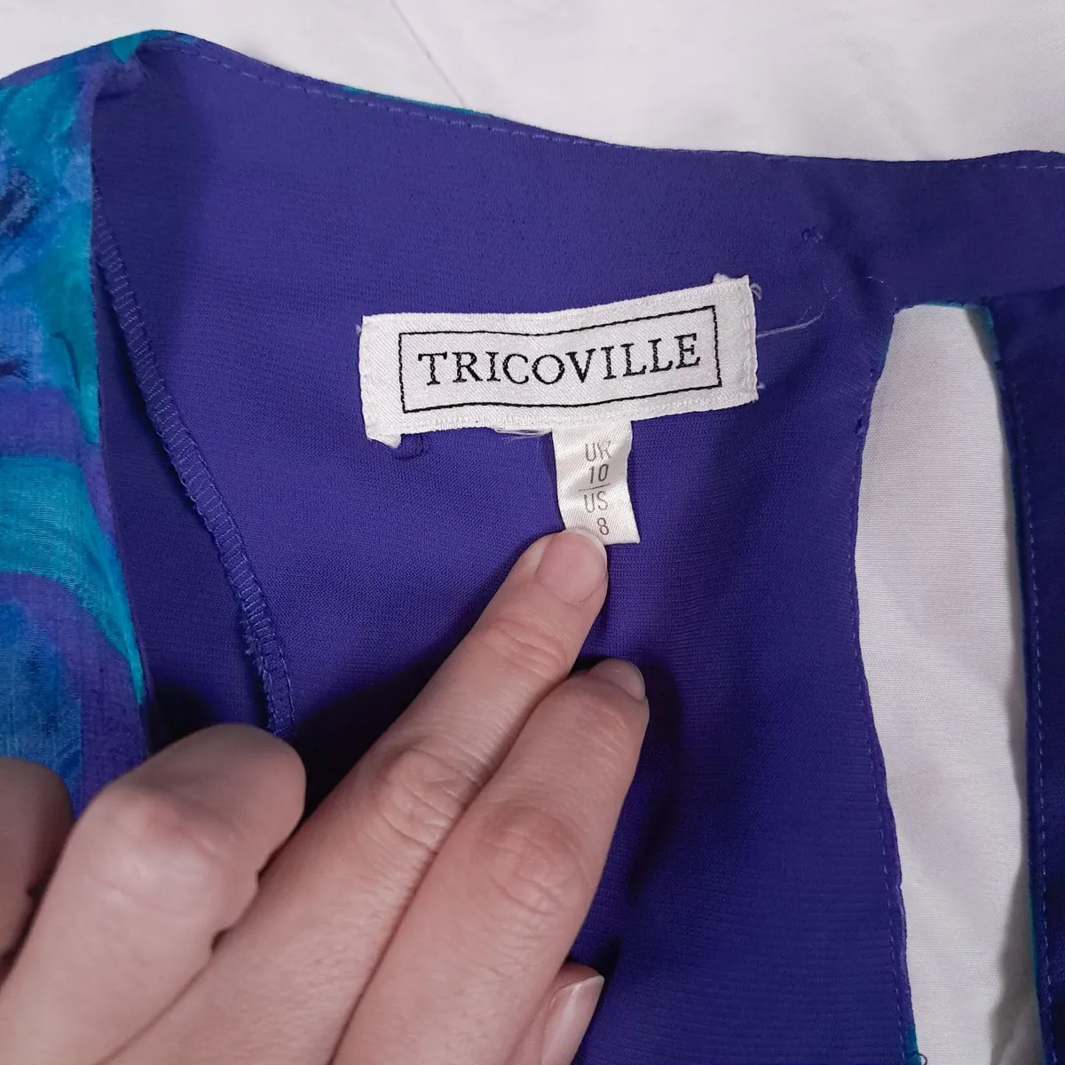 Tricoville Purple Blue Floral Midi Dress 10UK/38EU - Image 3