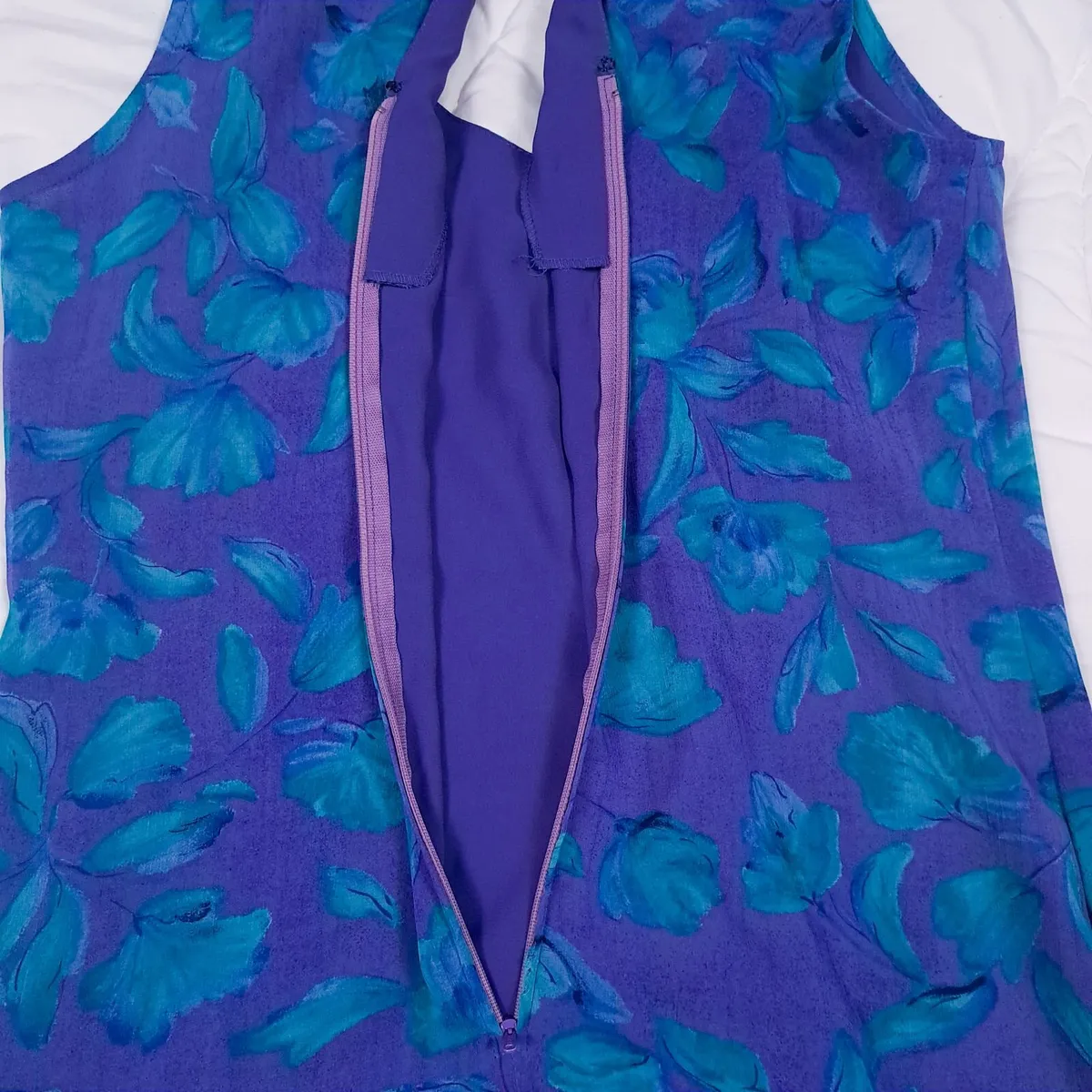 Tricoville Purple Blue Floral Midi Dress 10UK/38EU - Image 4
