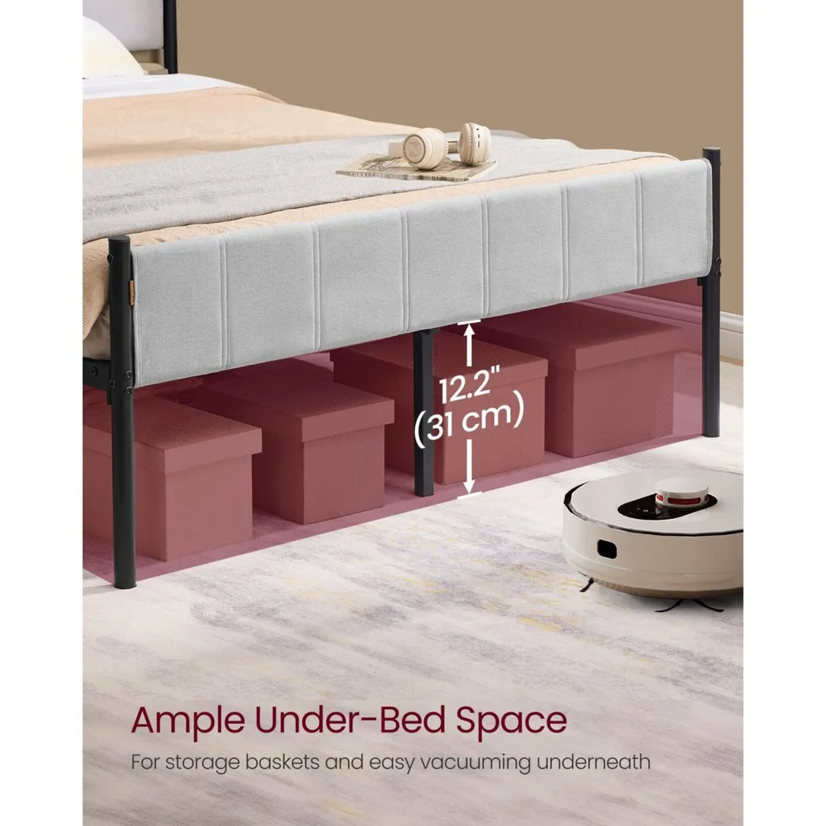 Double Metal Bed Grey (197 x 136.5 x 104 cm) - Image 3