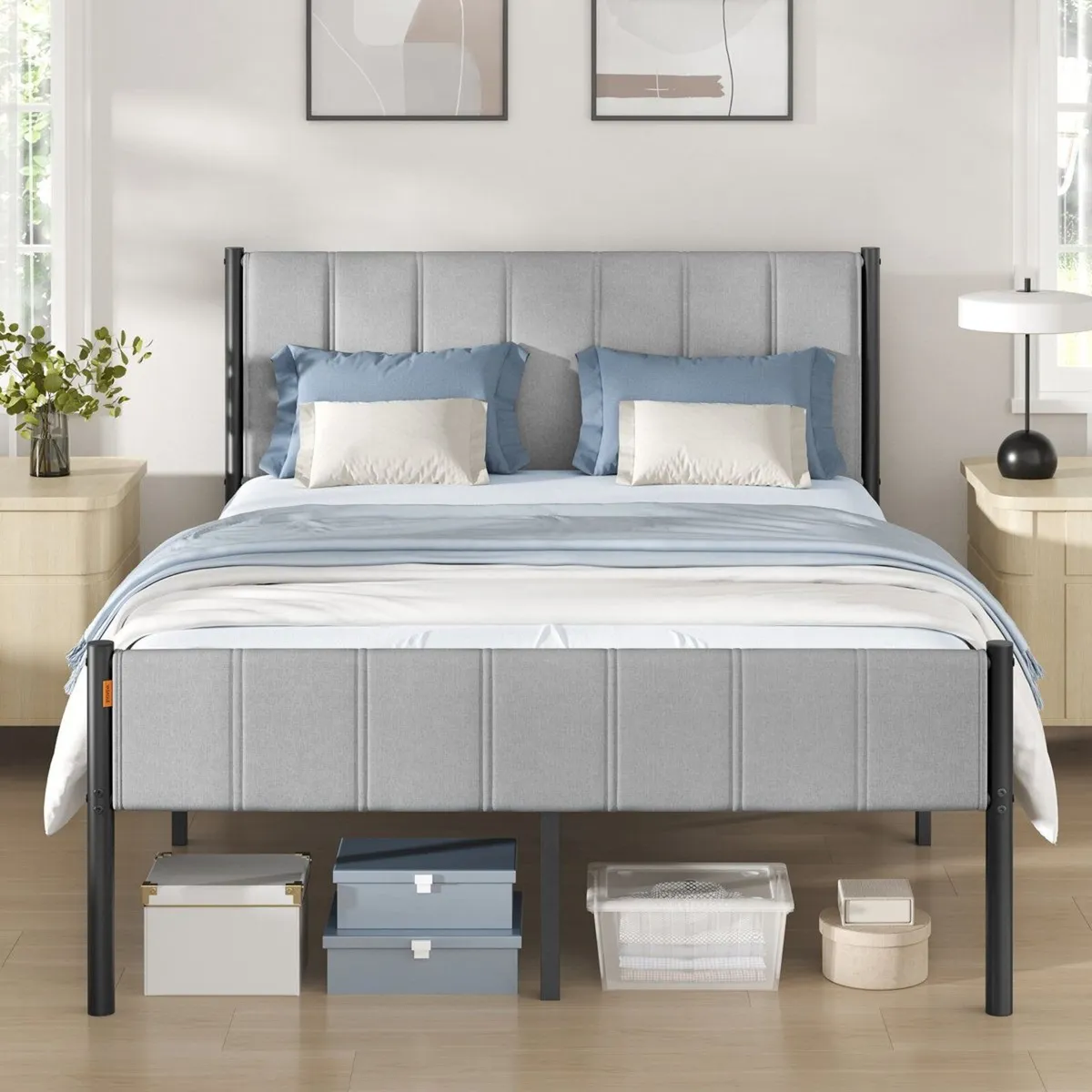 Double Metal Bed Grey (197 x 136.5 x 104 cm) - Image 1