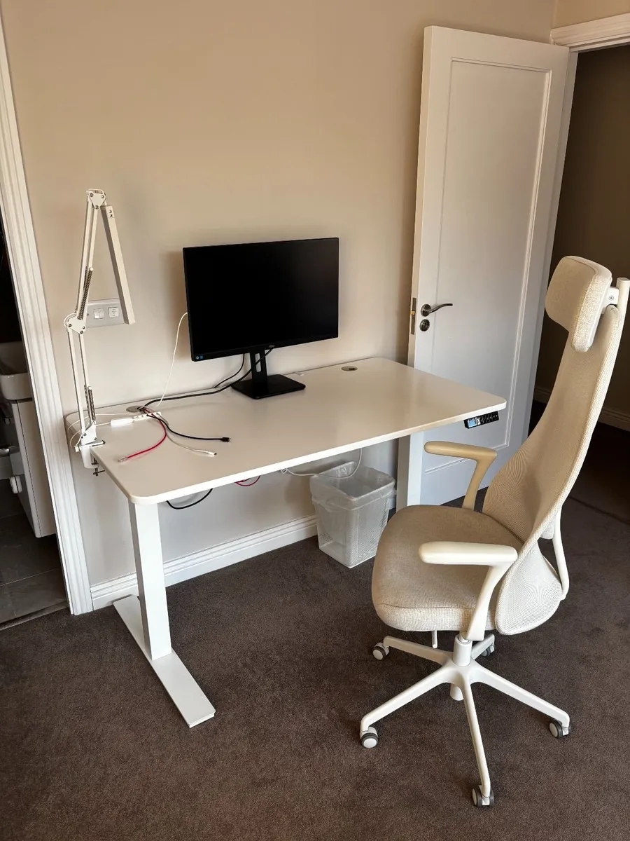 Office chair with armrests, Grann white - Image 1