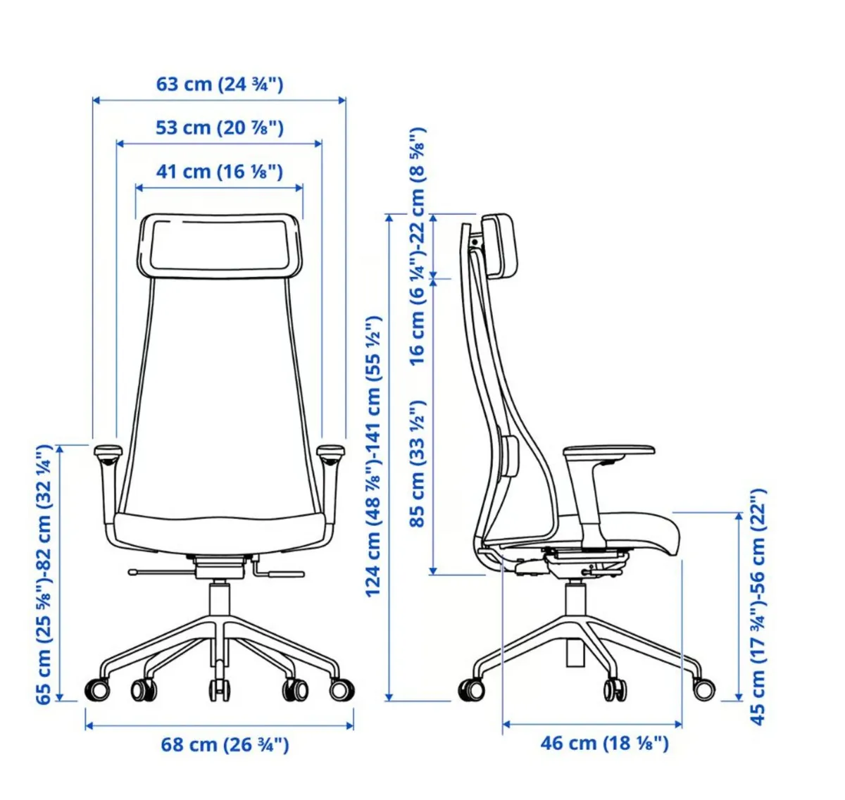 Office chair with armrests, Grann white - Image 3