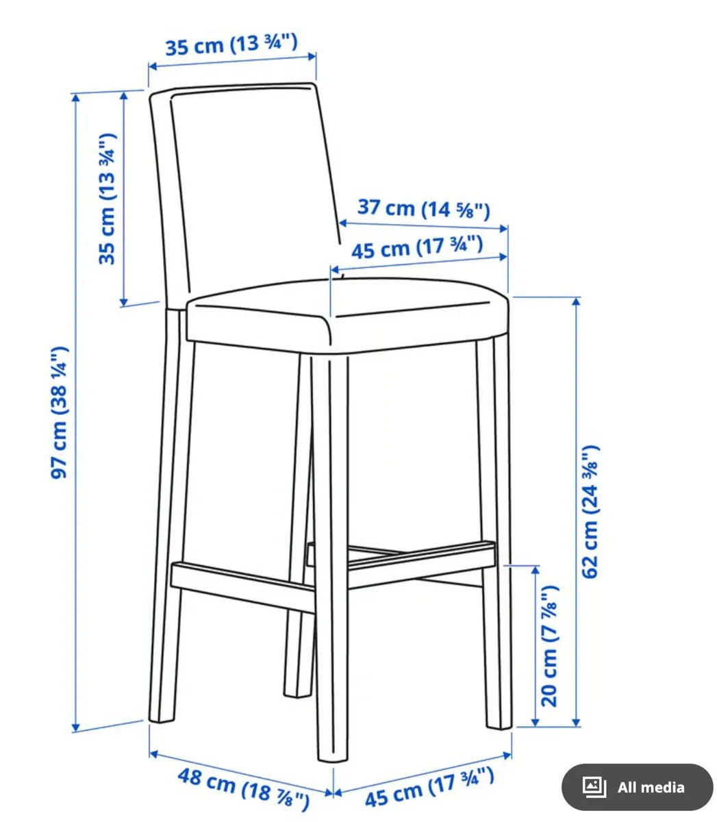 2 × IKEA BERGMUND Bar Stools with Backrest - Image 3