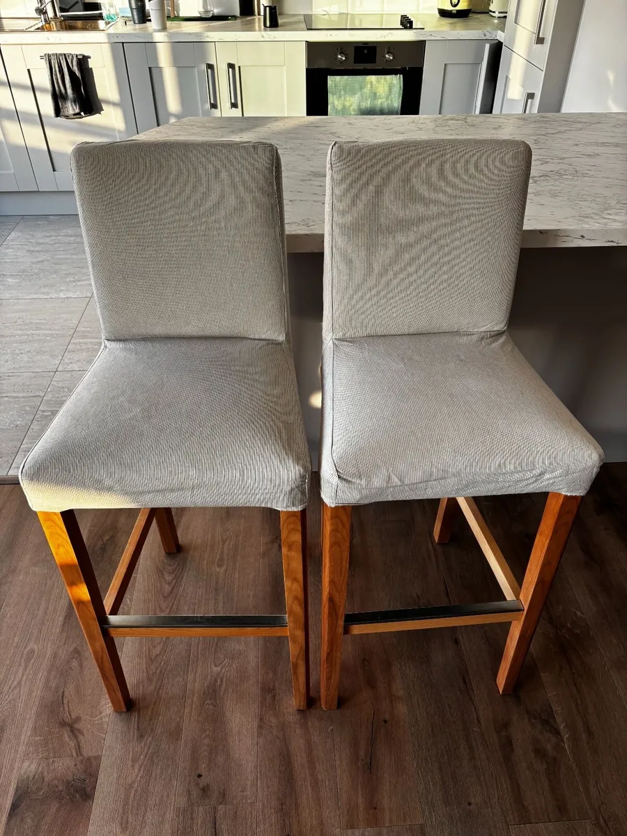 2 × IKEA BERGMUND Bar Stools with Backrest - Image 2