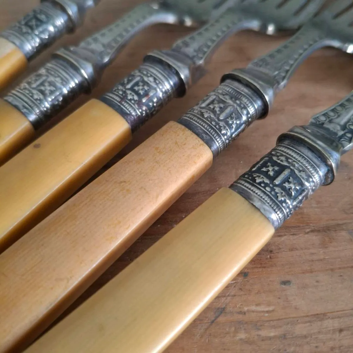 Antique Faux Bone Handle Fish Knives - Image 2