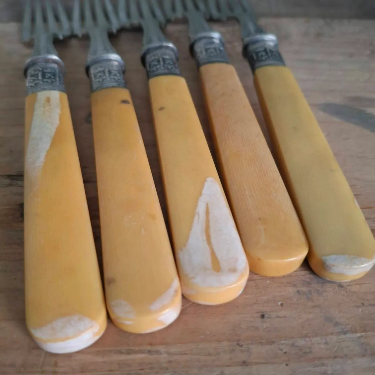 Antique Faux Bone Handle Fish Knives - Image 3