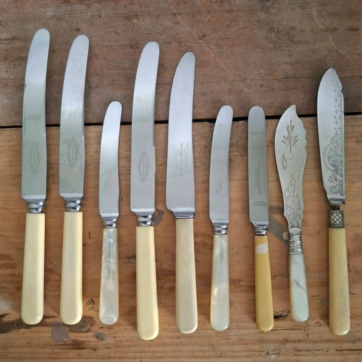 Vintage Faux Bone & Mother of Pearl Knives - Image 1