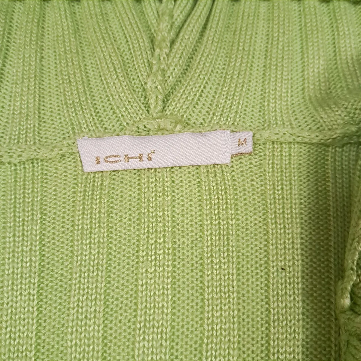 Ichi Lime Green Hooded Open Cardigan M - Image 3