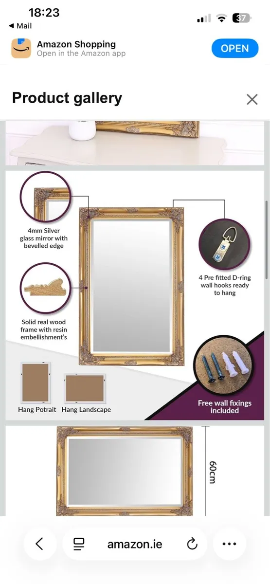 Vintage gold mirror (unused) - Image 2