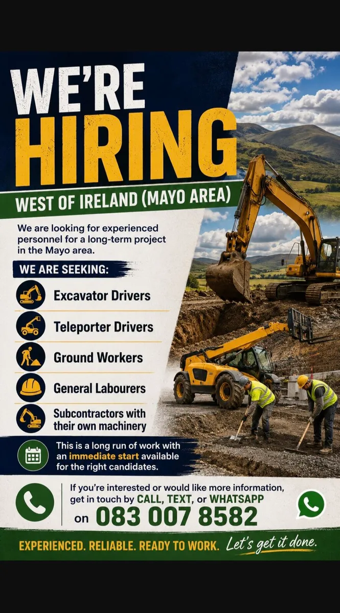 We're Hiring – West of Ireland (Mayo Area