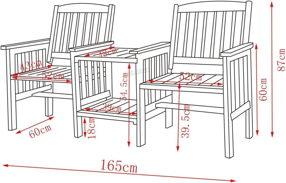 Garden Love Duo Seat Patio Bench Set - Image 2