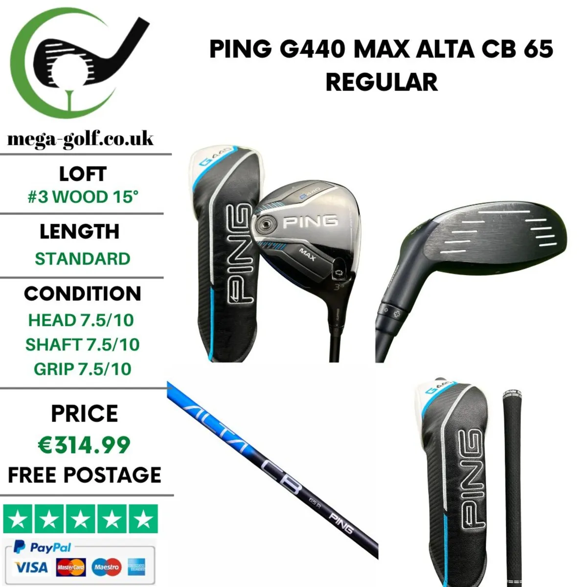 Ping G440 Max #3 Wood 15° / Alta CB 65 Regular - Image 1